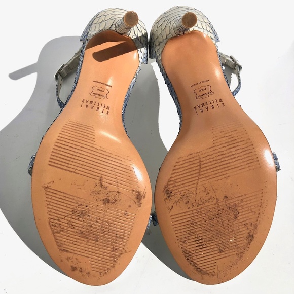 Stuart Weitzman Nudistsong Stiletto Heels Women 6M Ankle Strap Sandal Python - Picture 14 of 14